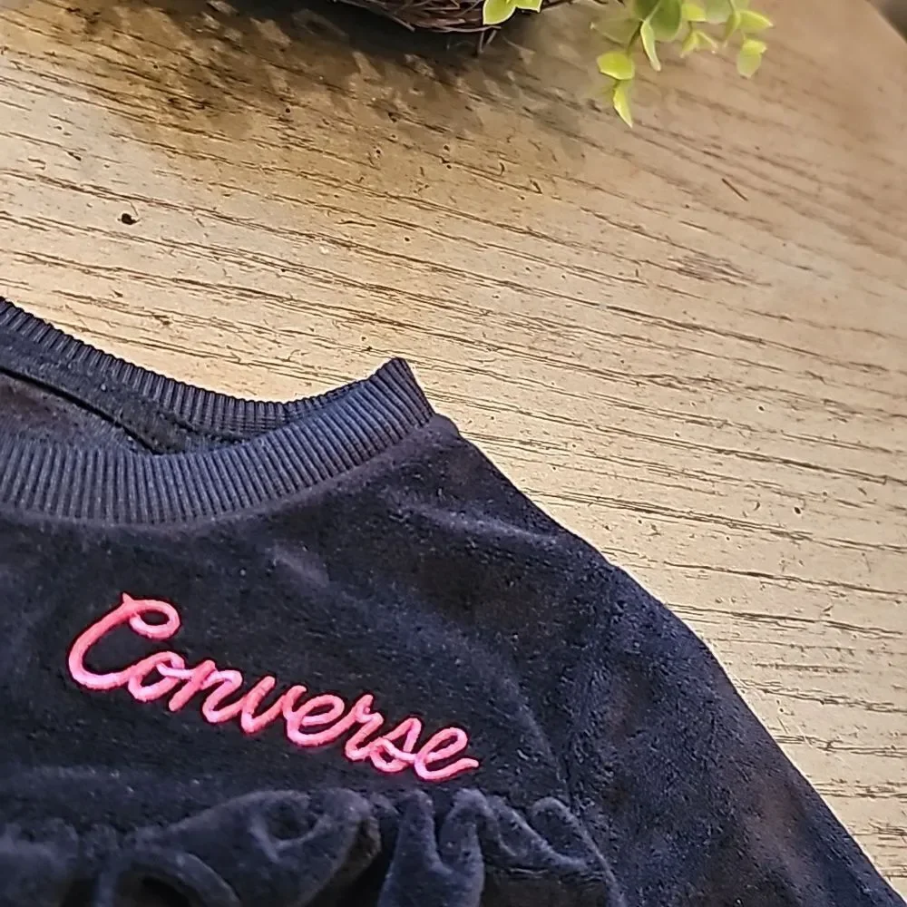 Black velvet jogger set XS size 4 Converse